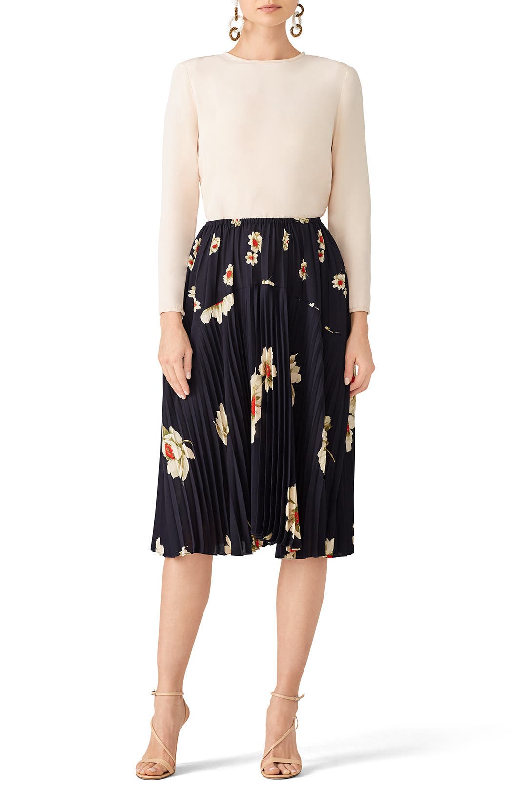 vince gardenia floral print twist front pleated dress Vince | Dresses | Vince Gardenia Floral Pleated Dress Size 2 Navy