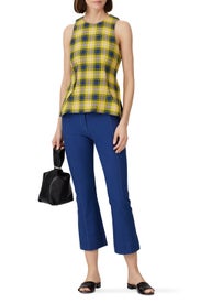 Plaid Sleeveless Tie Back Top by DEREK LAM