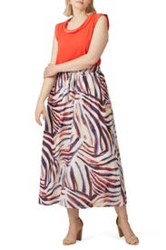 Multi Printed Midi Skirt by JUNAROSE