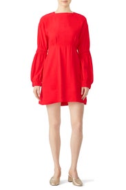 Red Back Buttons Dress by Line + Dot