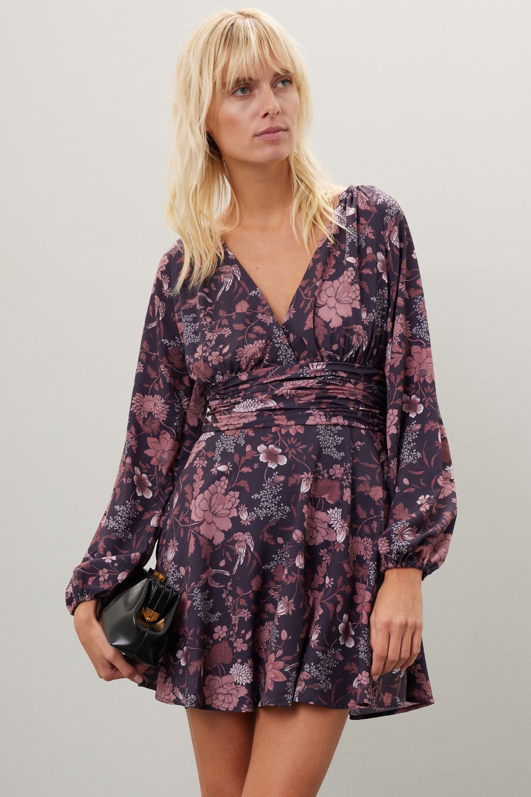 ワンピース Flower Print Mini Dress フォックス＆フラワートワルドジュイプリントケープカラー