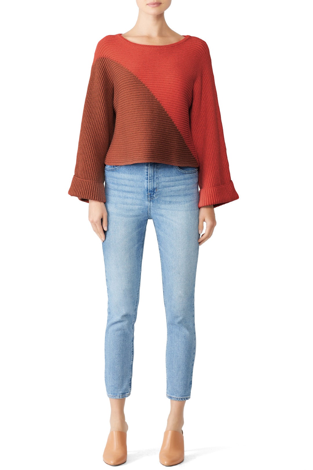 Red Colorblock Sweater by Slate & Willow 0