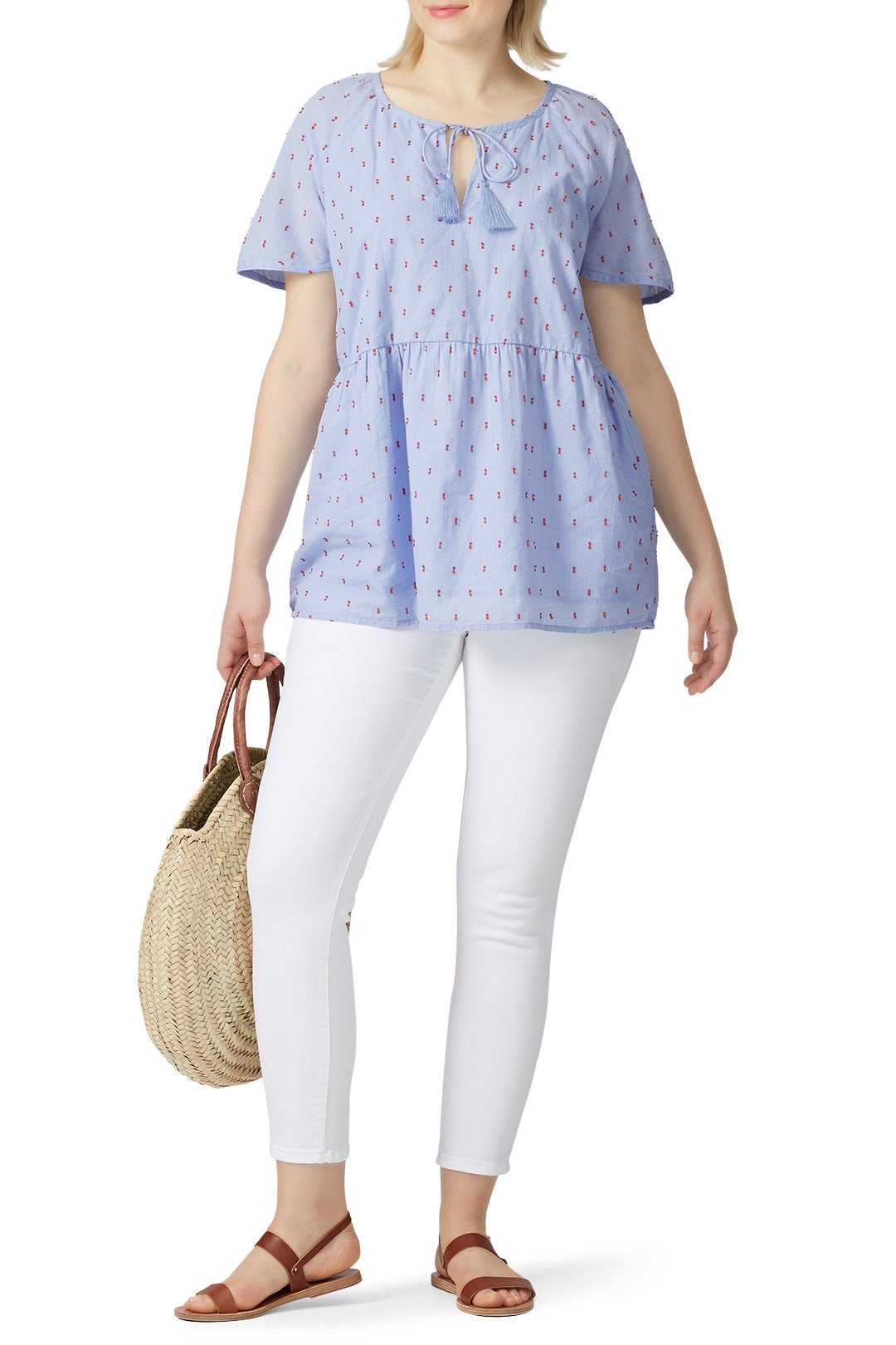 Embroidered Tie Top by JUNAROSE 0
