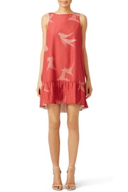 Coral Feather Ruffle Shift by Karen Zambos