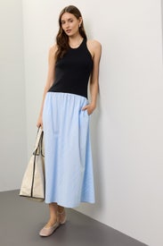 Cotton Cashmere Mixed Media Dress by NAADAM