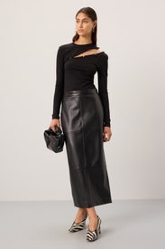 Faux Leather Column Skirt by Rosetta Getty x RTR