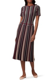 Burgundy Striped Sweater Dress by Tory Burch