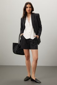 Cotton-Linen Pleated Shorts by DUNST