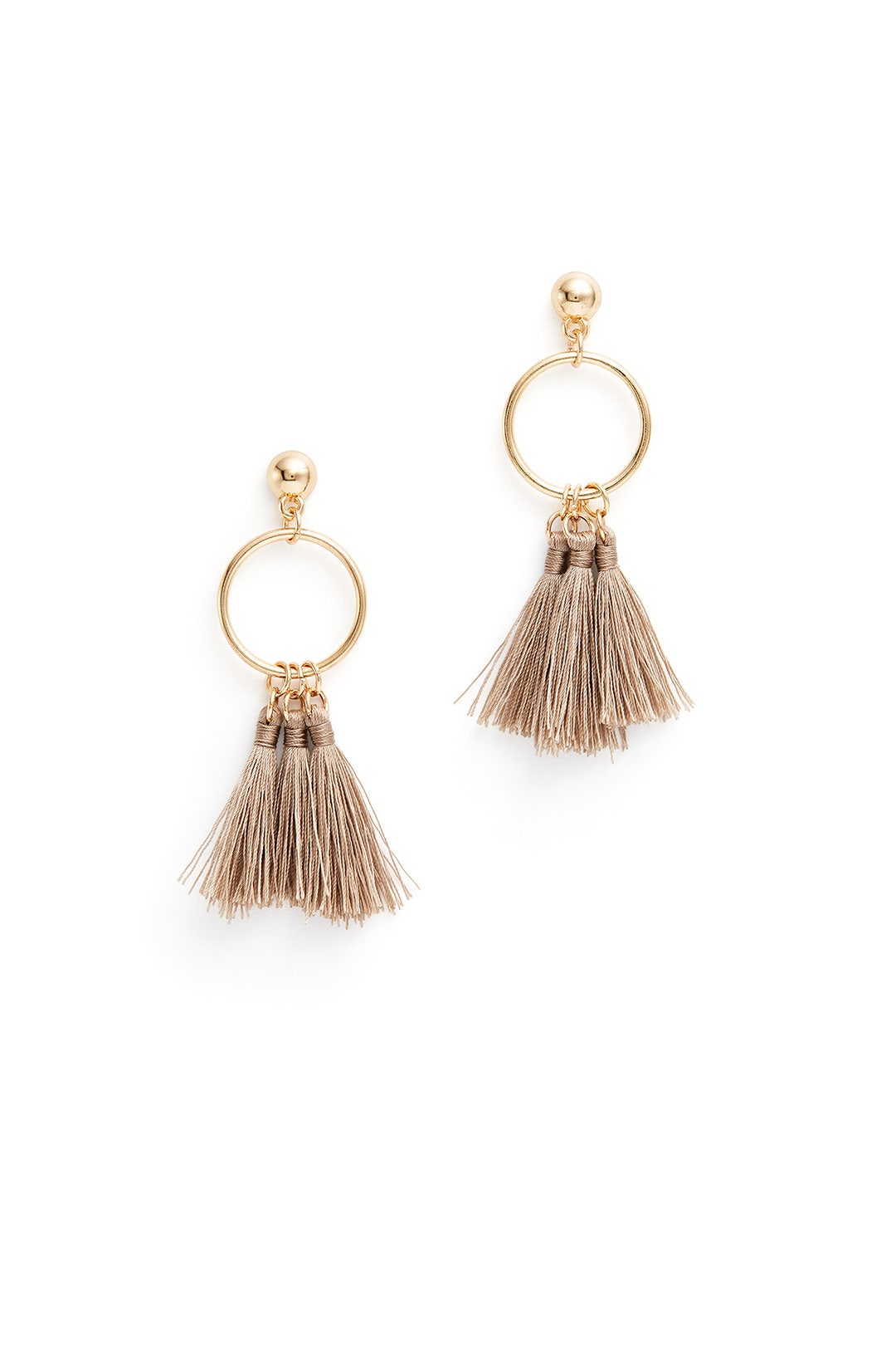 Tan Tassel Hoops by Elise M.