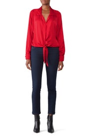 Red Tie Front Shirt by Fifteen Twenty