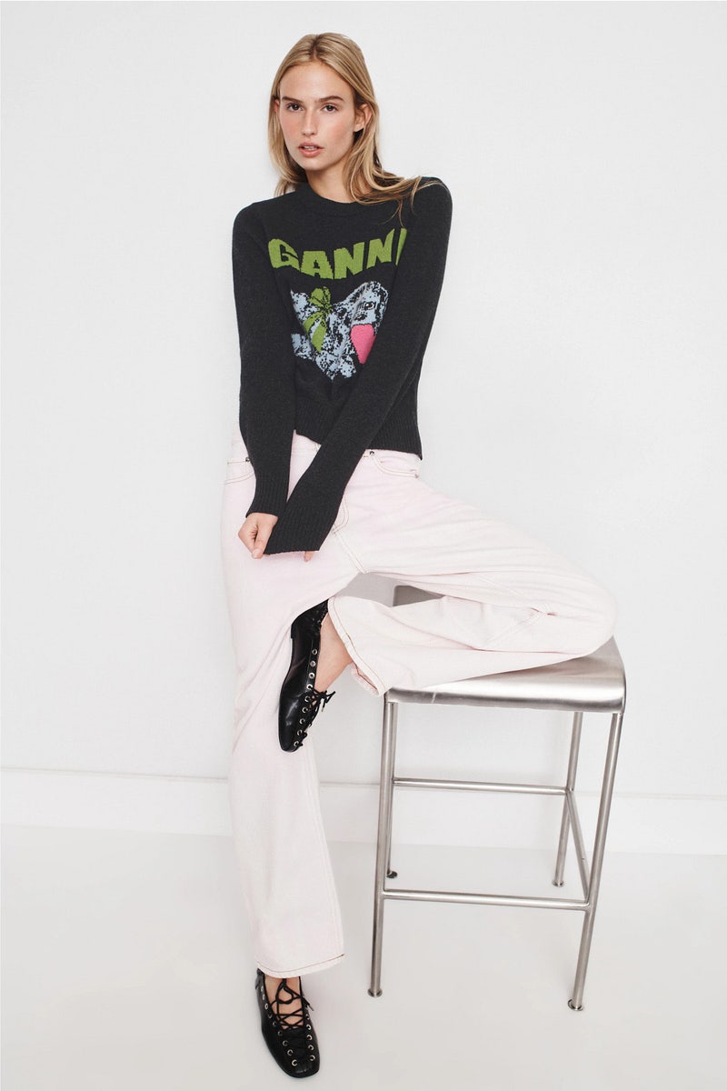 Graphic Wool Mix Puppy Love Crewneck by GANNI - Photo 0
