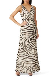 Zebra Ruffle Gown by Lauren Ralph Lauren