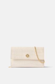 Croc-Effect Embossed Leather Crossbody by Maje
