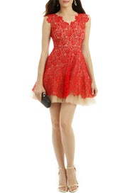 Red Lace Dahlia Dress by nha khanh
