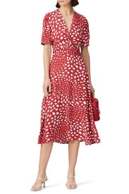Retro Dots Twist Front Dress by Nicole Miller