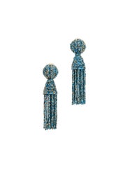 Blue Multi Short Tassel Earrings by Oscar de la Renta