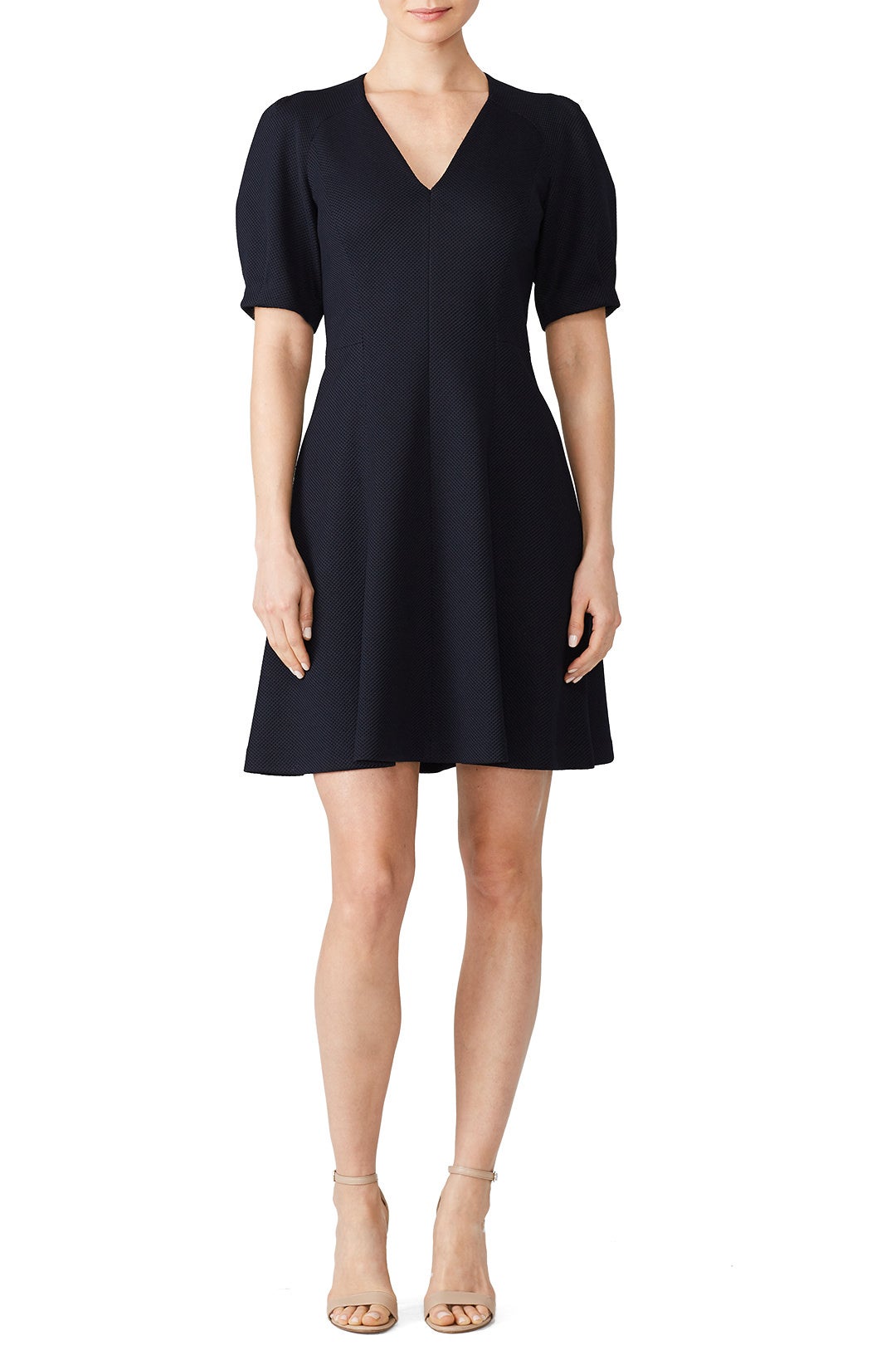 Navy Stretch Textured Dress by Rebecca Taylor NYC 0