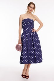Polka Dot Satin Midi Dress by Self-Portrait
