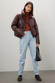 Puffer Faux Leather Coat by Slate & Willow