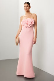 Rosette Scuba Strapless Gown by Badgley Mischka