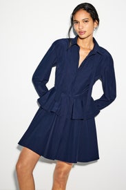 Peplum Shirt Dress With Tie by Derek Lam 10 Crosby