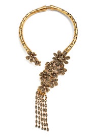 Gold Drop Flower Necklace by Oscar de la Renta