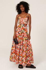 Orange Floral Maxi Skirt by Plan C