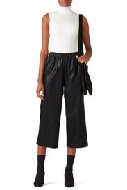 Black Faux Leather Culottes by Slate & Willow