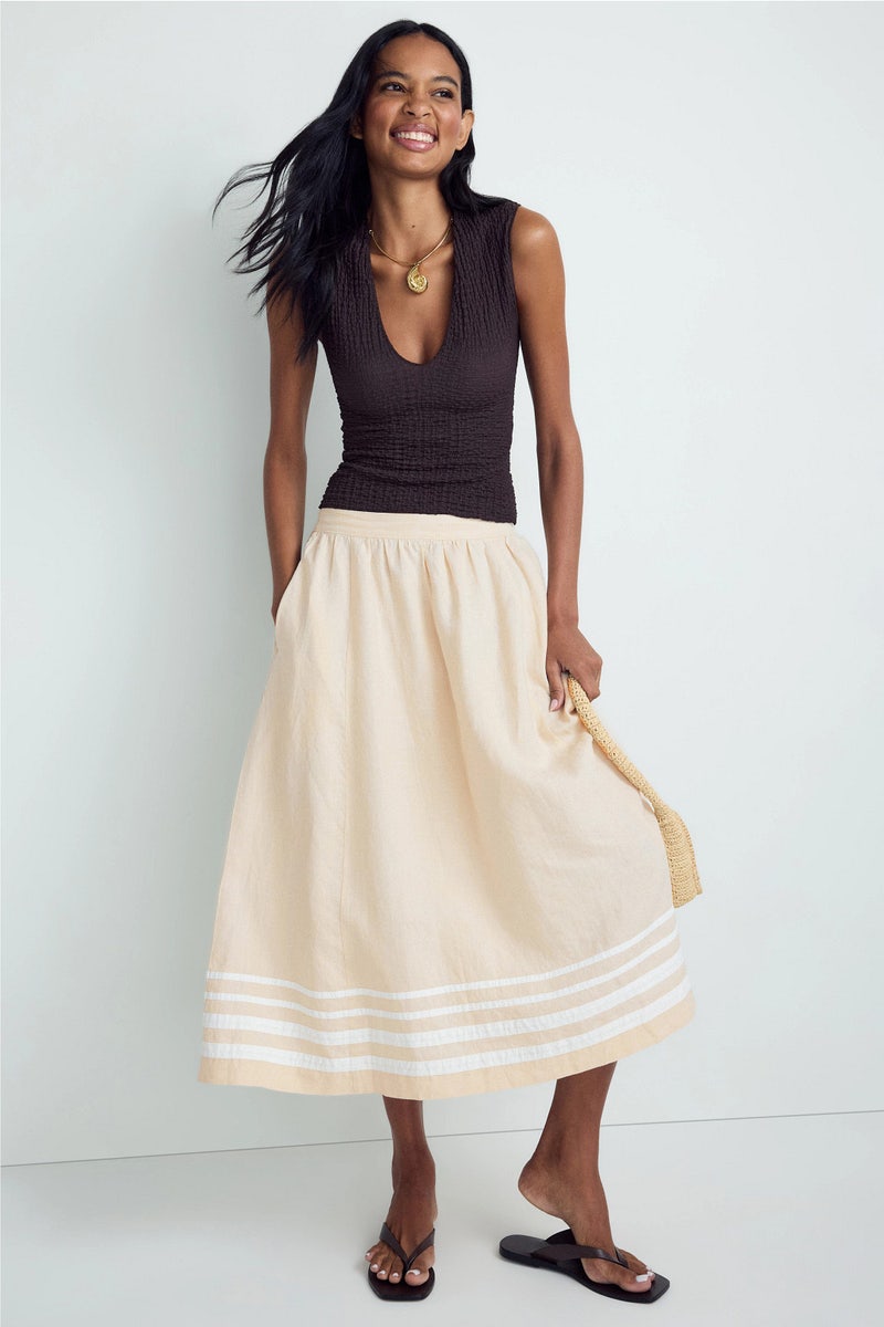 Lucille White Stripe Midi Skirt by XíRENA - Photo 0