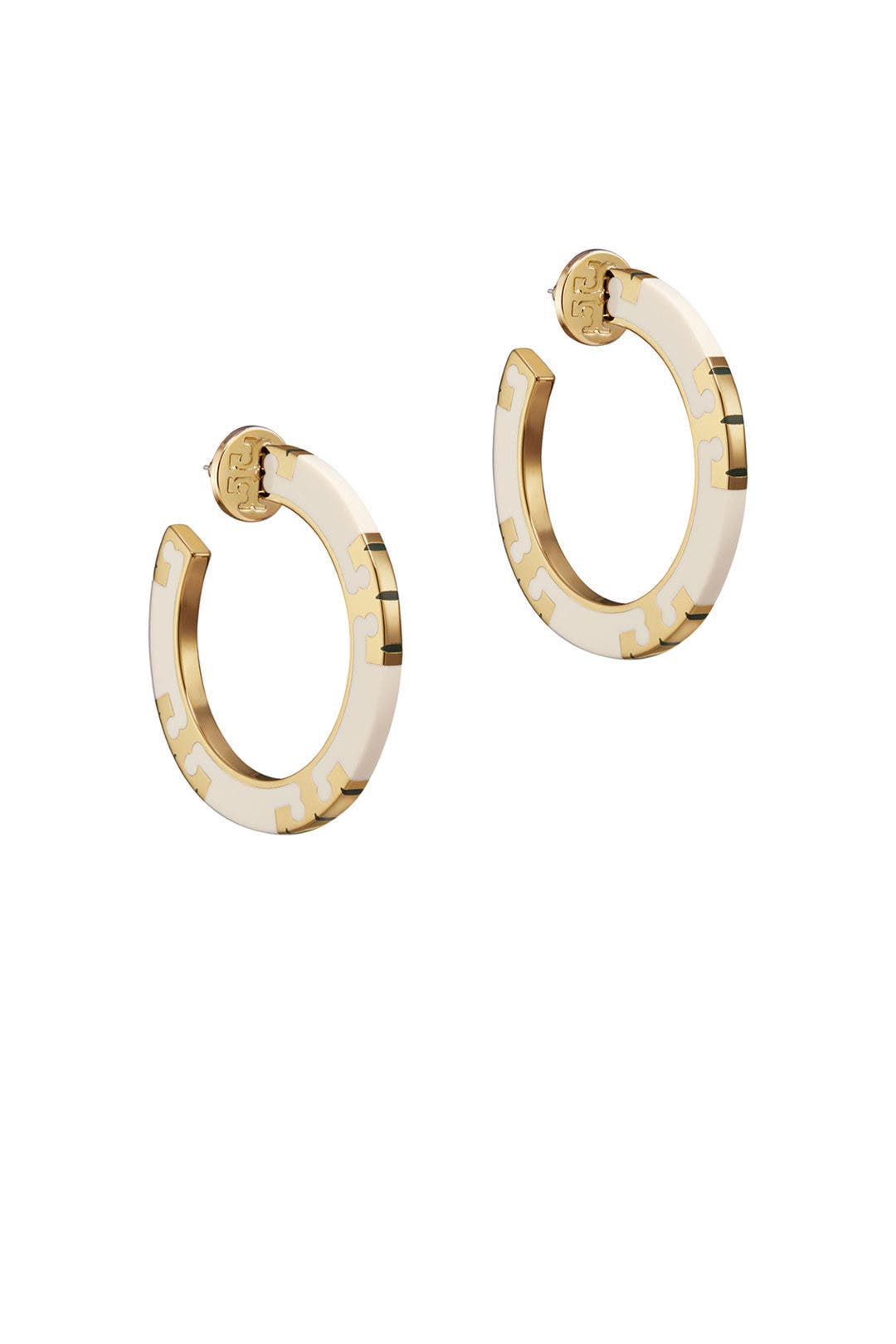 Ivory T-Stripe Hoop Earrings by Tory Burch Accessories for $22 | Rent ...