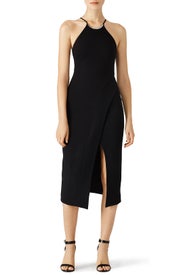 Black Hardware Halter Dress by David Koma
