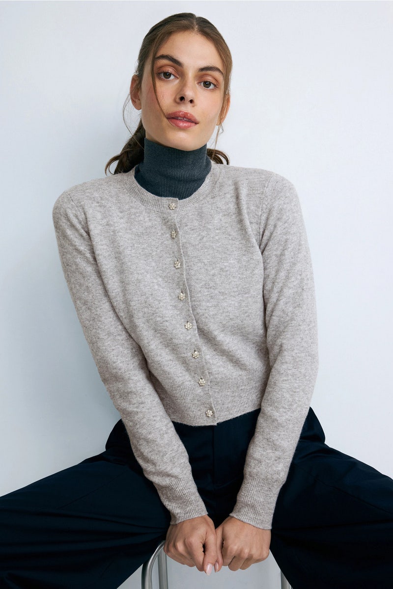 Brushed Knit Cardigan With Sparkle Buttons by Adam Lippes x RTR - Photo 0