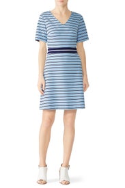 Blue V-Neck Striped Dress by Draper James