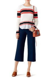 White Printed Sweater by English Factory
