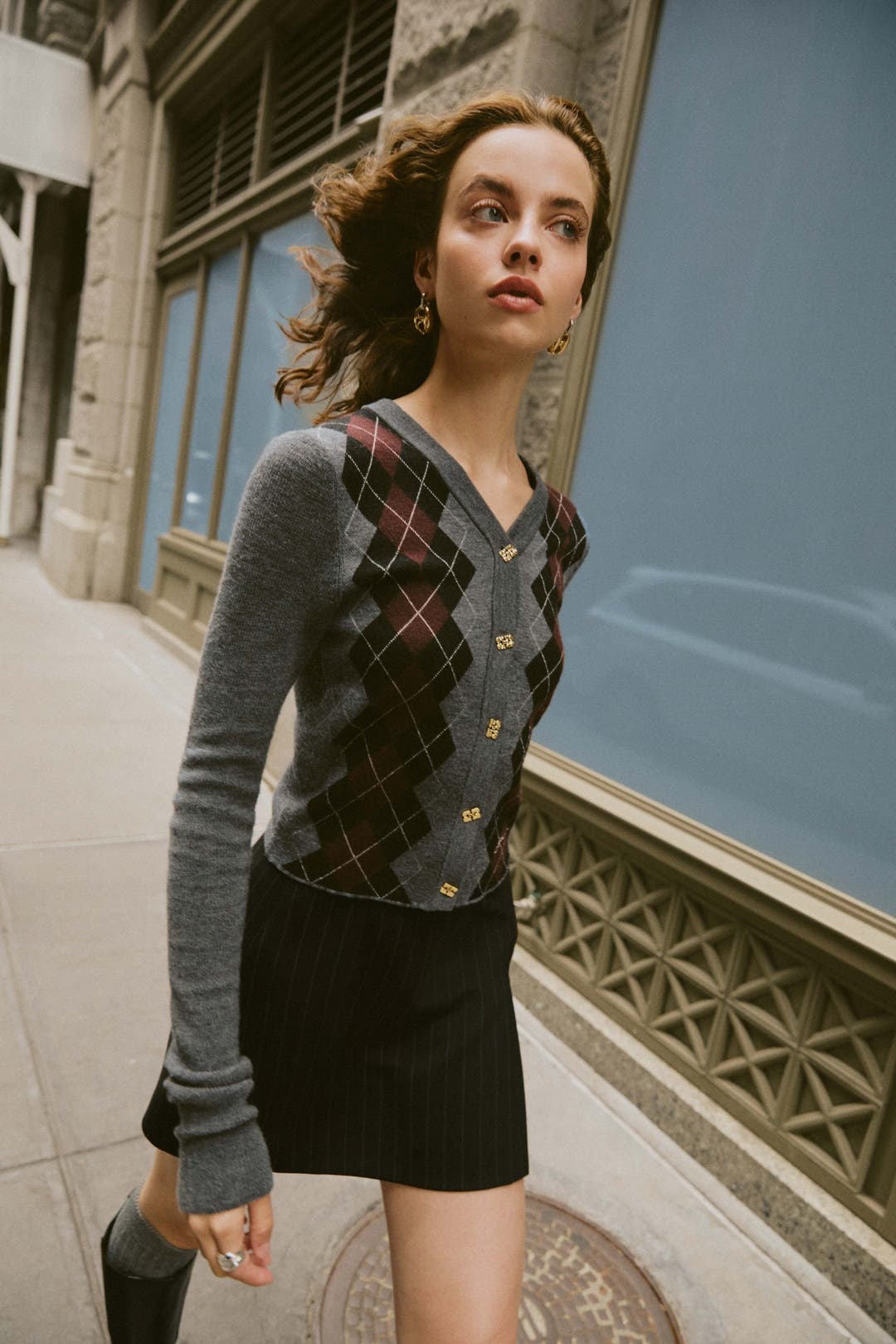 Fine Merino Jacquard Cardigan by GANNI | Rent the Runway