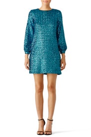 Blue Sequin Shift by Hunter Bell