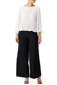 Ivory Pleated Top by Nicole Miller