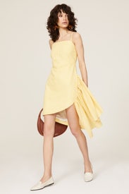 Yellow Plaid Ruffle Dress by Osman Yousefzada x RTR