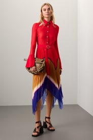 Gradient Pleated Chiffon Dress by Thebe Magugu