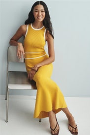 Yellow Knit Midi Dress by Toccin