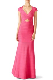 Pink Diamond Cutout Gown by Hervé Léger