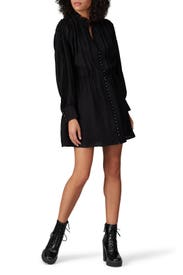 Black Silk Ruffle Sleeve Dress by The Kooples