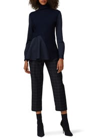 Navy Combo Turtleneck Sweater by MARYLING