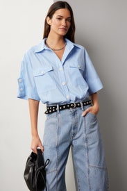 Stripe Short Sleeve Button Up Top by 3.1 Phillip Lim