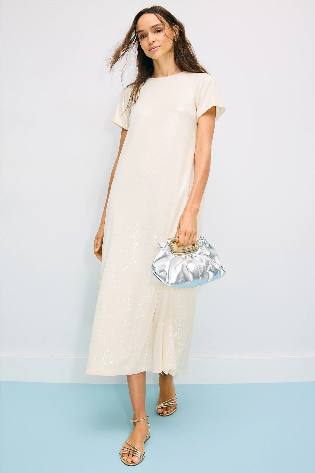 Sequin Short Sleeve Maxi Dress by Rosetta Getty x RTR | Rent