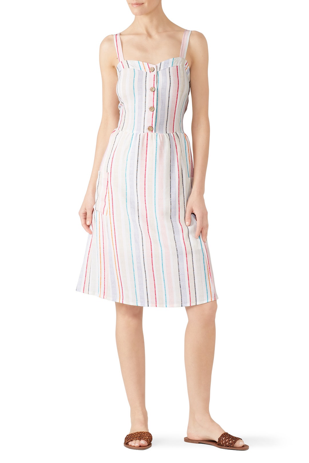 Striped Button Front Dress by Slate & Willow 0