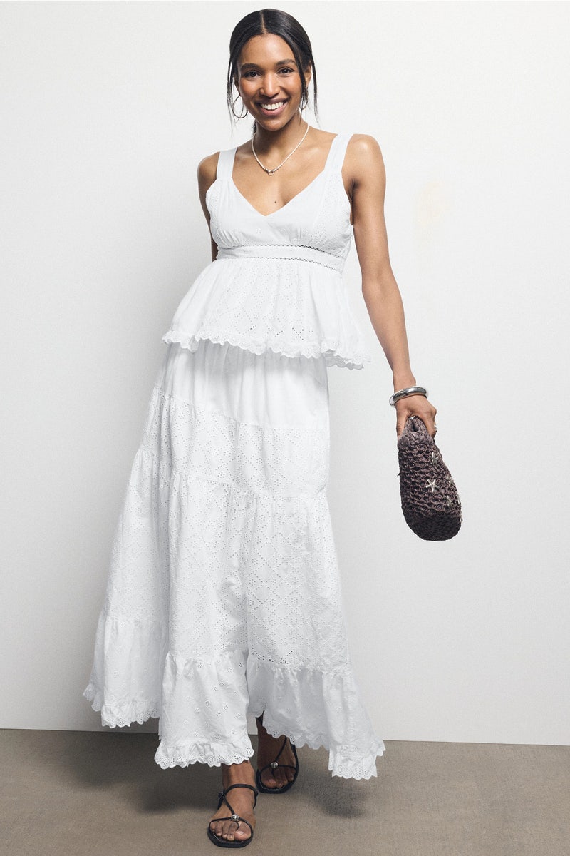 Tiered Eyelet Maxi Skirt by Area Stars