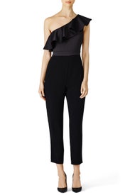 Black Ruffle Shoulder Jumpsuit by Cynthia Rowley