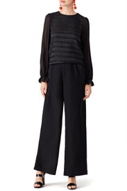 Black Ruffled Cuff Blouse by Endless Rose