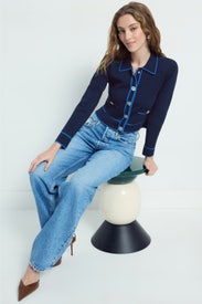 Tala Contrast Trim Cardigan by L'agence